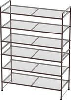Simple Houseware 3-Tier Stackable Mesh Shoe Rack, Bronze - color: Bronze, style: Mesh Panel