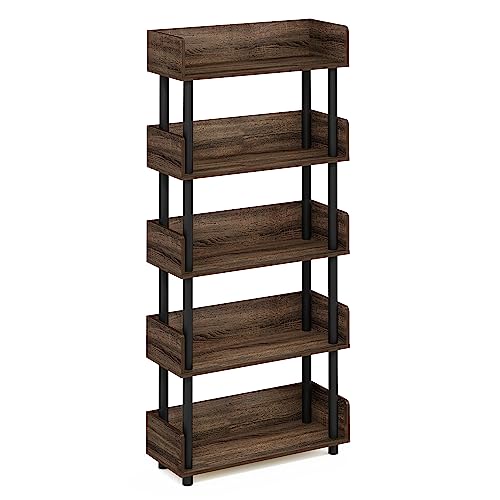 Furinno Turn-N-Tube 5-Tier Toolless Freestanding Multipurposes Display Rack, Walnut - color: Walnut, size: 5-Tier Display Rack