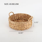 Round Water Hyacinth Storage Baskets for Organizing Round Wicker Basket with Double Handles-Wicker Baskets for Shelves