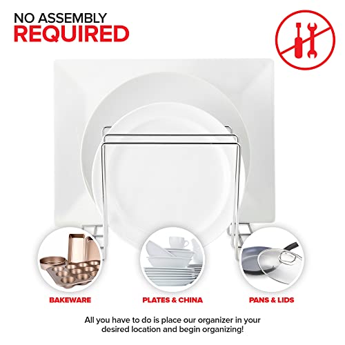Stock Your Home Kitchen Cabinet Organizer, Chrome (2 Pack) Steel Baking Sheet Holder with 4 Slots for Cabinet, Bakeware Organizer, Divider for Cutting Boards, Pot Lids, Pan Lids, Cookie Sheets - color: Chrome