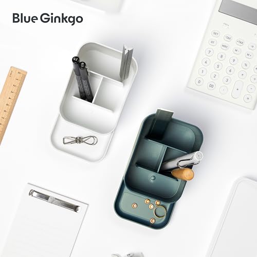 BLUE GINKGO Desk Holder – Korean-Made Office Organizer for Pencils, Pens, Notes, and Desk Supplies (White) - color: WHITE, size: HOLDER