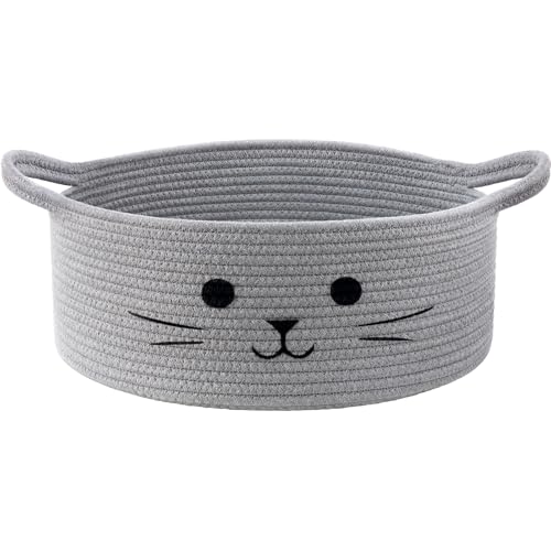 13.8" x 6" Cat Toy Basket, Woven Basket for Living Room Home Décor, Medium Empty Gift Baskets for Nursery, Cotton Rope Baskets for Cats Bed, Grey - color: Gray, size: 13.8"W x 6"H