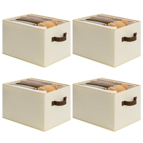 Cupic Cupid Storage Bins Closet, Fabric Closet Organizers and Storage, 4-Pack Baskets for Organizing, Large Storage Boxes with Handles for Clothes and Toys, Beige - color: Beige, size: 4-Pack