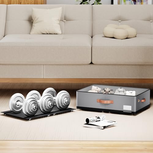 Under bed Storage With Wheels,Large Capacity 7.5 inches Height Storage Bins,Rolling Under bed Shoe Storage Containers,Under bed Storage Drawers for clothes & blankets - color: grey, size: 7.5inch height