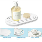 2PCS Water Absorbing Stone Tray, Quick Drying Diatomite Bathroom Tray, Drying Stone for Kitchen Counter, Soap Dish Dispenser Vanity Organizer