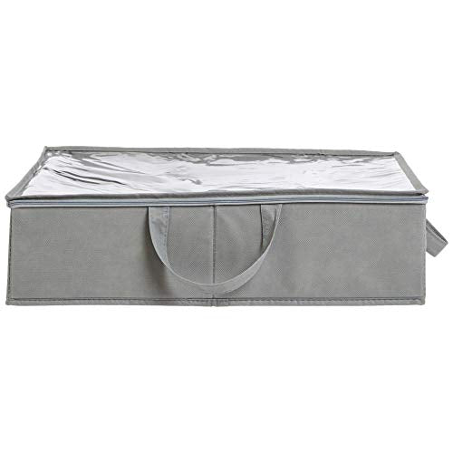 Amazon Basics Under Bed Storage Bags for Clothes, Blankets and Linens, Foldable Fabric Containers with Clear Window and Handles, 30.2" x 20" x 5.7", Gray, 2-Pack - size: 30.2" x 20" x 5.7", style: Flat Loop Handles Underbed - 2 Pack