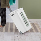 Sterilite 6-Pack Ultra Wheeled Hamper, Laundry Basket w/Flip-Top Lid & Retractable Handle - Plastic Rolling Clothes Storage Cart with Ventilated Holes for Home, Apartment or Dorm - size: 6 Pack