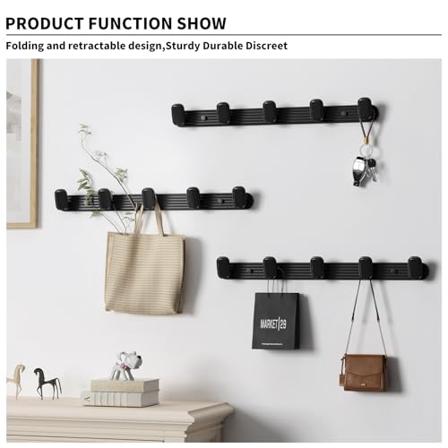 Coat Rack Wall Mount Black, 5 Hooks Rack Metal Coat Hanger Wall for Hanging Hat Purse and Robes, Towel Hook for Bathrooms and Entryway (1 Pack) - color: Black, size: Round 5 Hooks 1 Pack