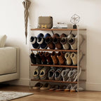 Shoe Rack, 4-Tier Slanted Shoe Storage Shelf, Narrow Shoe Rack for Entryway, Solid Wood and Acrylic Shoe Stand, Slim Shoe Shelf with Wooden Top ，Suitable for Bedrooms and Living Rooms - size: 72