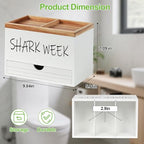 Tampon Holder for Bathroom, Feminine Product Organizer with Lid and Drawer, Wood Shark Week Tampon Storage, Lady Stuff Box for Bathroom Accessories and Toilet Organizer