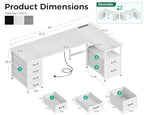 Coleshome L Shaped Computer Desk with 6 Drawers & Power Outlet, 63 Inch Office Desk with Reversible Storage Shelf & File Drawer, Home Office Desk, White - color: White, size: 63 Inch