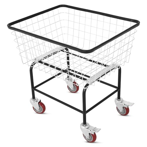 Extra-Large Rolling Laundry Cart with Wheels Holds 4 Washer Loads, Wire Laundry Basket, Heavy-Duty Steel Storage Basket with Galvanized Finish, for Commercial or Home Laundry - size: 4 Washer Loads