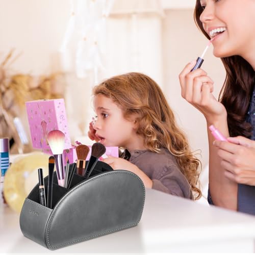 SITHON Remote Control Holder with 5 Compartments - PU Leather Remote Caddy Desktop Organizer Store TV, DVD, Blu-Ray, Media Player, Heater Controllers, Dark Gray - color: Dark Gray, size: Small