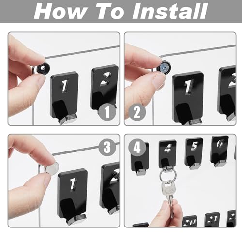 Beeveer Acrylic Key Board with 60 No. Hooks Wall Mount Key Rack Holder Hanger Storage Collection for School, Garage, Car Dealer, Office, Hotel, Real Estate(Transparent) - color: Transparent, size: 60 Hooks