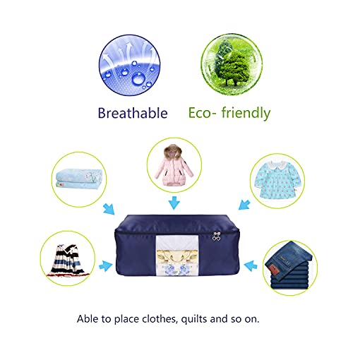 Comforter Storage Bags Pack of 2,Pillow Beddings/Blanket Clothes Organizer Storage Containers with Zippers,Breathable and Moistureproof(Navy blue 2pcs, XXL) - color: Navy blue 2pcs, size: XXL