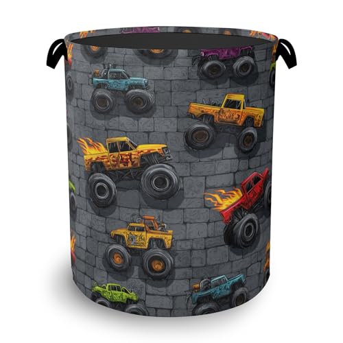 Funny Cars Laundry Basket,Foldable Oxford Cloth Tote Bag Laundry Hamper Clothes Storage Bucket Organizer for Bedroom Laundry Storage Dormitories 16" x 20.8" - color: Funny Cars