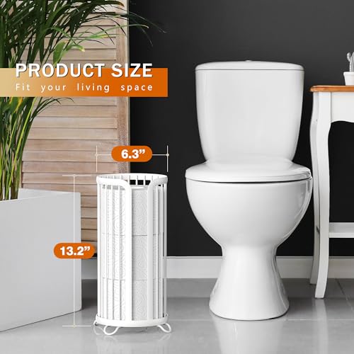 Bunoxea Toilet Paper Holder Stand, Freestanding Toilet Tissue Organizer, Minimalistic Storage Solution, Reserve Mega Rolls-White - color: White, size: 1 Pack