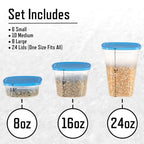49 Piece Kitchen Containers Storage Set - 24oz, 16oz, and 8oz Plastic Food Storage Containers with Lids and Spinning Carousel for Kitchen Storage Organization, Meal Prep, or Leftovers by Chef Buddy