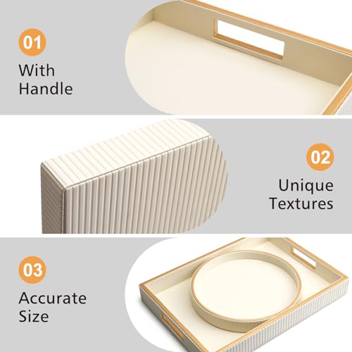 SANZIE Leather Tray Desktop Storage Organizer Premium Serving Trays Decorative Tray Valet Tray for Sundries Cosmetics Phone Wallet Cutlery (White Holder) - color: White Holder