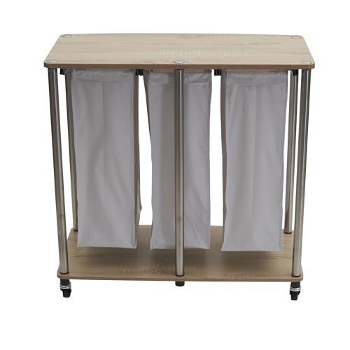 Household Essentials 3-Bag Laundry Sorter, Washable Linen Laundry Bags, 3-Load Capacity, Versatile, Light Ash - style: Laundry Sorter