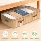 Livole Bamboo Under Bed Storage, 6 inches Underbed Storage Containers, 56L XXL Under Bed Storage Bins with Clear Lid & Label for Clothes, Blankets, Sweater, Shoes, 1 Pack - size: Standard - 6"H