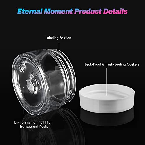 50 Pack 1 OZ Plastic Jars Round Clear Cosmetic Container Jar with White Lids, Eternal Moment Plastic Slime Jars for Lotion, Cream, Ointments, Makeup, Eye shadow, Rhinestone, Samples, Travel Storage - color: White Lid, size: 1 Ounce
