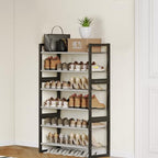 6-Tier Shoe Rack Organizer, Zero-Wobble Metal Frame with Screw-Fastened Joints, 11.8" Deep Heel-Friendly Non-Woven Shelves, Stackable Shoe Storage for Closet & Entryway - size: 6-Tier