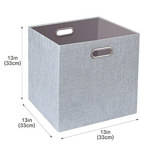 Posprica 3X Thicker Fabric Storage Cubes 13 inch Collapsible Storage Bins for Organization, Cubby Storage Baskets for Organizing Shelf Cabinet Bookcase Boxes, Set of 4, Sliver Grey - color: Silver Grey, size: 13×13×13/4pcs