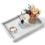 Marble Bathroom Tray,Pure Natural Marble Vanity Tray,Marble Tray for Kitchen Counter Non-Ceramic/Non-Resin,Stone Tray 12 x 8 inch (White) - color: White