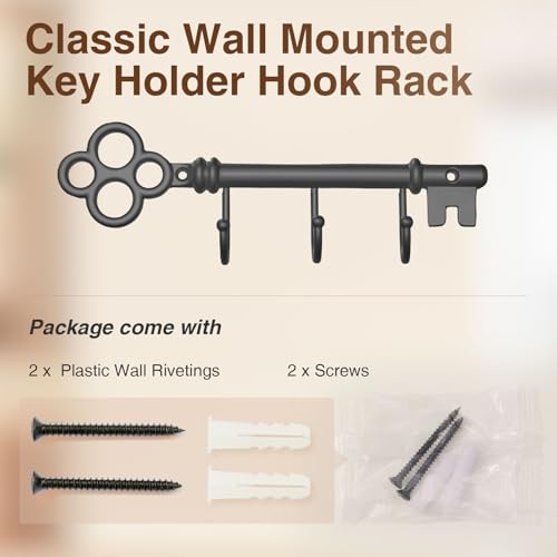 Classic Wall Mounted Key Holder Hook Rack, Vintage Key Rack for Entryway(Bronze Grey) - color: Bronze Grey