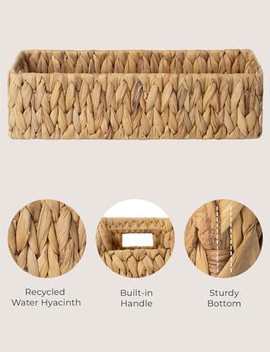 StorageWorks Water Hyacinth Basket for Toilet Paper, Wicker Baskets for Storage with Built-in Handles, 14 ¼"L x 6 ½"W x 3 ¾"H - color: Natural (Water Hyacinth)