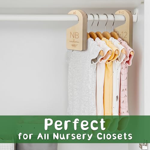 Baby Closet Dividers for Clothes Organizer - Wooden Baby Clothes Size Dividers from Newborn to Toddler, Double-Sided Gender Neutral Baby Clothes Dividers