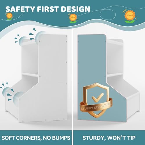 FOUCSSOMEI Kids Toy Storage Organizer, 3-Tier Toy Storage Shelf, Narrow Toy Organizer with Removable Bins, Safe Stable Design for Playroom Nursery Living Room, Patent Design - size: Small Size