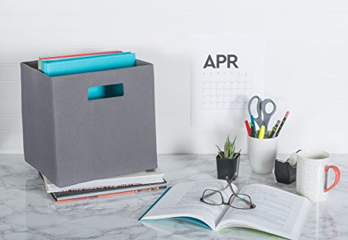 DII Poly-Cube Storage Collection Hard Sided, Collapsible Solid, Small, Gray - color: Gray, size: Small Square, 11x11x11"