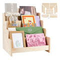 Greeting Card Display Stand 4 Tier Acrylic Sticker Display Holder 12x10x13 Inch Wood Sticker Organizer Rack Desktop Wooden Multi-layer Storage Rack Retail Counter Displays Holder