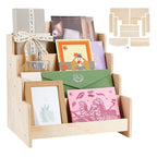 Greeting Card Display Stand 4 Tier Acrylic Sticker Display Holder 12x10x13 Inch Wood Sticker Organizer Rack Desktop Wooden Multi-layer Storage Rack Retail Counter Displays Holder