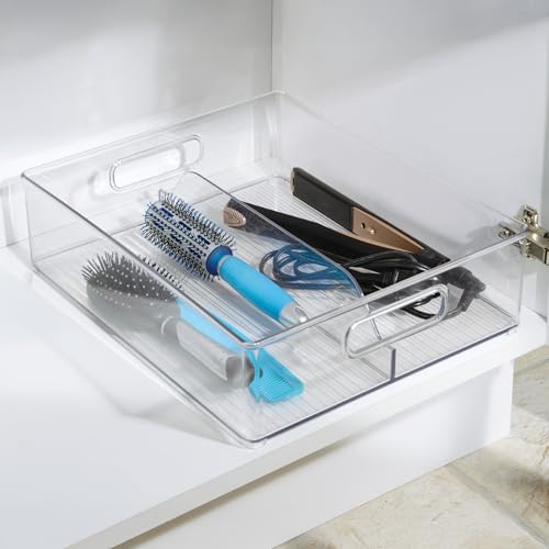 iDesign Divided Pantry Bin with Handles for Pantry, Refrigerator, or Freezer - Set of 3 - Clear - style: Pack of 3