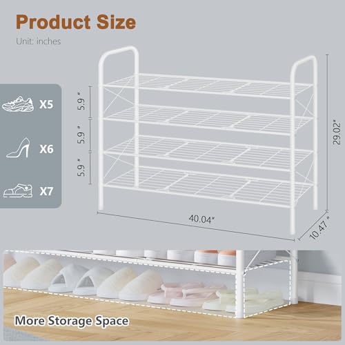 Hoctieon 4 Tier Mesh Style Shoe Rack, Entryway Shoe Shelf, Shoe Storage Organizer, Shoe Rack for Closet, Space Save for Bathroom, Garage, Hallway, Bedroom, Living Room, White - color: White, size: 4 Tier
