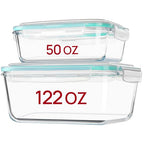 Vtopmart 122oz+50oz Large Glass Food Storage Containers with Airtight Lids, Big Glass Containers for Roasting Chicken, Baking Casseroles, Food Storage, Meal Prep, Fruits, Thanksgiving Meals, BPA-Free - size: 2pack 122oz+50oz