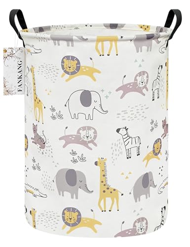 FANKANG Storage Basket, Nursery Hamper Canvas Laundry Basket Foldable with Waterproof PE Coating Large Storage Baskets for Kids Boys and Girls, Office, Bedroom, Clothes,Toys(Lovely Animals) - color: Lovely Animals