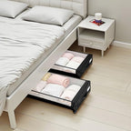 VEVOR Under Bed Storage with Wheels, 30.3 x 18.5 x 6.8 inch, Underbed Containers with Clear Lid, Underbed Shoe Organizer, Rolling Under the Bed Storage Bins for Clothes Shoes Blankets Bedroom, 2 Pack - style: C