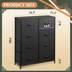 WLIVE Fabric Dresser for Bedroom, Tall Dresser with 8 Drawers, Storage Tower with Fabric Bins, Double Dressers, Chest of Drawers for Closet, Living Room, Hallway, Charcoal Black - color: Charcoal Black, style: General
