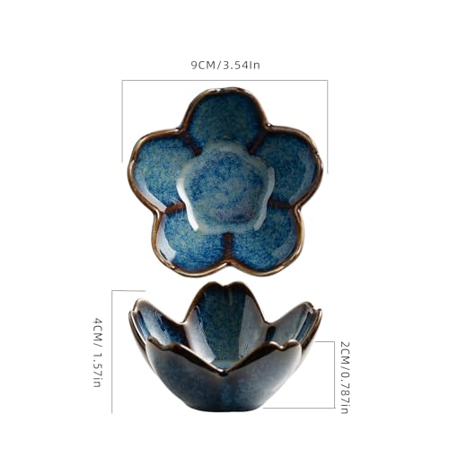 Floral Ceramic Jewelry Tray - 3.5" Elegant Ring Holder Dish & Trinket Bowl for Vanity Dresser Decor (blue) - color: blue