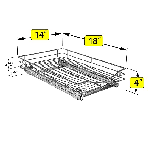 LYNK PROFESSIONAL® Pull Out Cabinet Organizer, 14" x 18" Slide Out Cabinet Organizer Pull Out Drawer – Pull Out Shelves for Kitchen Cabinets – Under Sink Organizers - Lifetime Ltd. Warranty, Chrome - color: Chrome, size: 14" W x 18" D