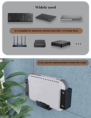Under Desk Laptop Holder Under Desk Rack Mount for Keyboard & Small Devices Also Fit for Cable Box Wall Mount Tray Organizer Like Routers, Modems, Network Switch and More - color: Black