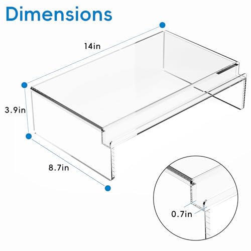 Crpich Clear Acrylic Monitor Stand Riser with Slot for Desk Accessories Organizer, Ergonomic Desktop Organizer for Computer, Laptop, Screen – Sleek & Durable Design for Office or Home