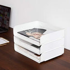 3 Tiers Stackable A4 Paper Trays, Office Desk File Holder, Tidy File Document Letter Book Paper Organizer (3 Tiers,White) - color: White, size: 3 tiers