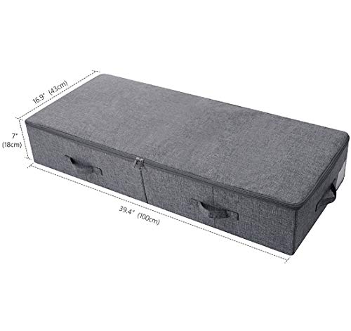 Pack of 2, 100cm Extra-Long Underbed Storage Boxes with Zip Lid – for Blankets, Clothes, Shoes | Washable, Foldable & Sturdy Honeycomb PP Board | Fits Queen/King Bed, Dorm, Closet (Black Gray) - color: Black Gray,2pcs