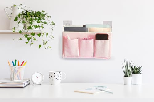 2-Pack Wall Hanging Organizer Bag/Hanging Baskets with Large Mesh Compartment & 3 Pockets，Over the Door Hanging Organizer Space Saving Storage for Bedroom,RV Camper, Closet (Pink -2 Pack) - color: Pink -2 Pack