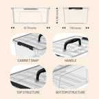 Clear 9-Pack Plastic Storage Bins with Lids, 6 Quart Stackable Containers Organization with Latch Buckle - color: Clear
